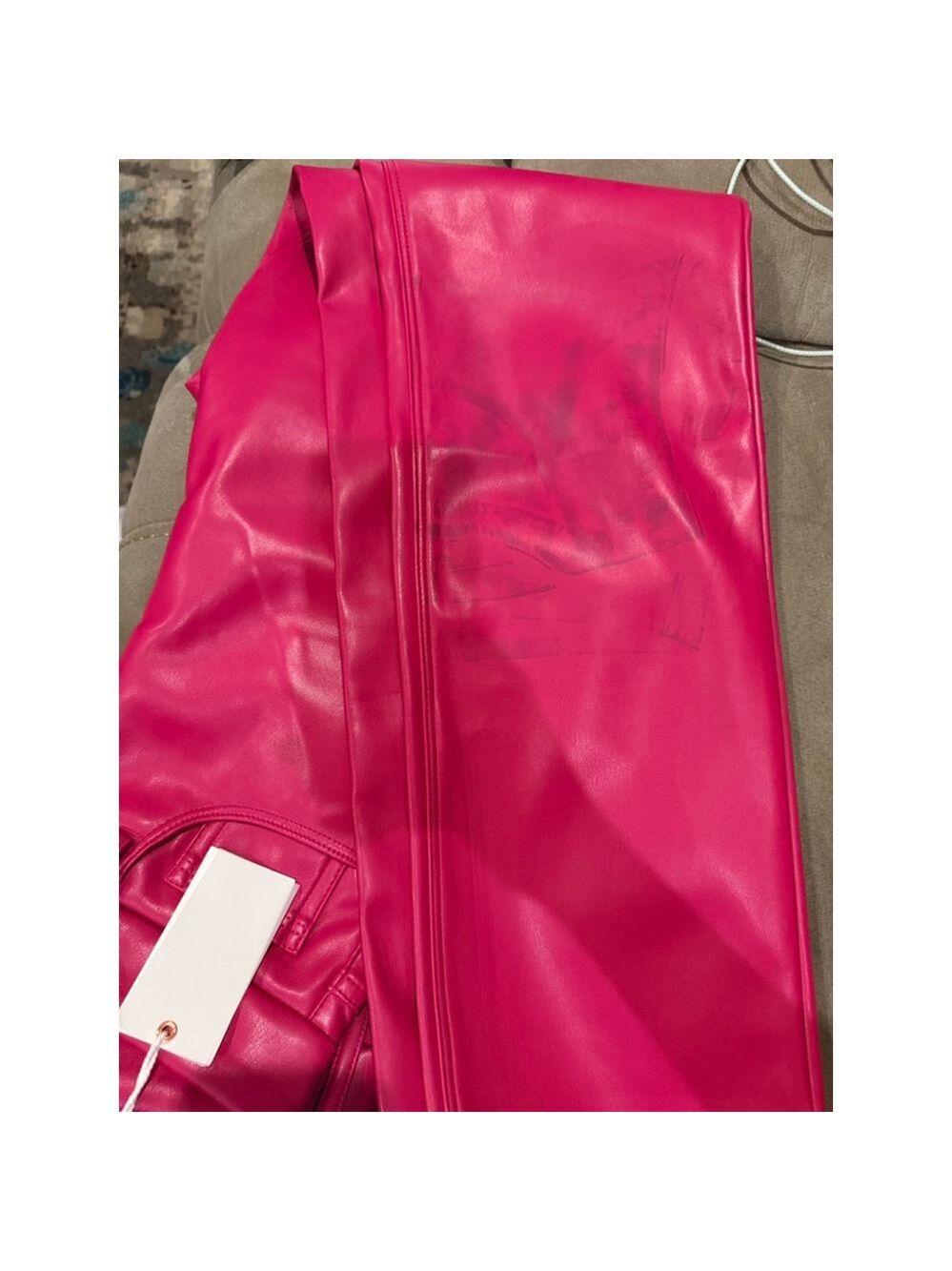 Women's GOOD AMERICAN Straight Leg Faux Leather Pants Size 6 Pink - Picture 11 of 11